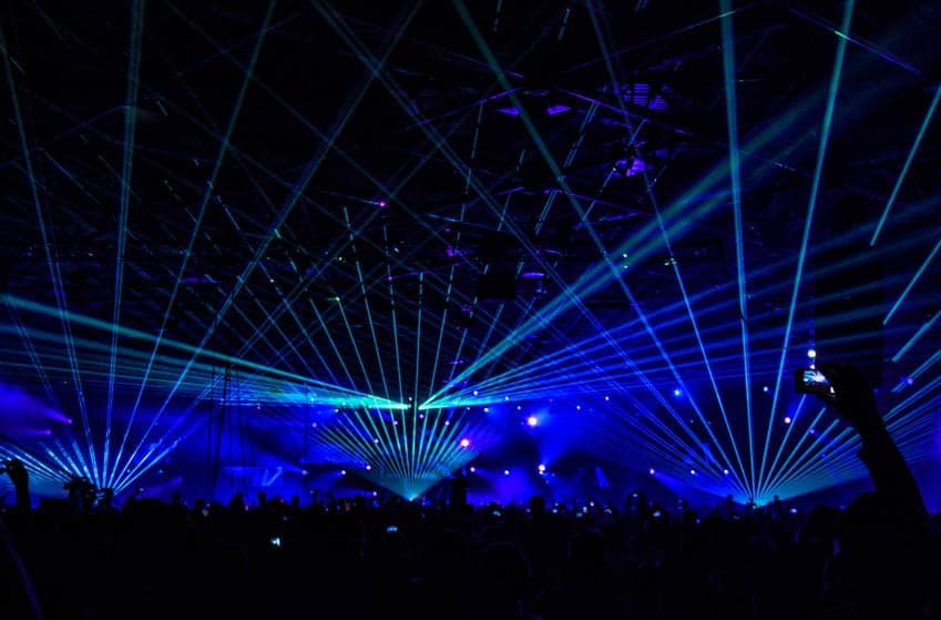 Lights show inside a concert venue